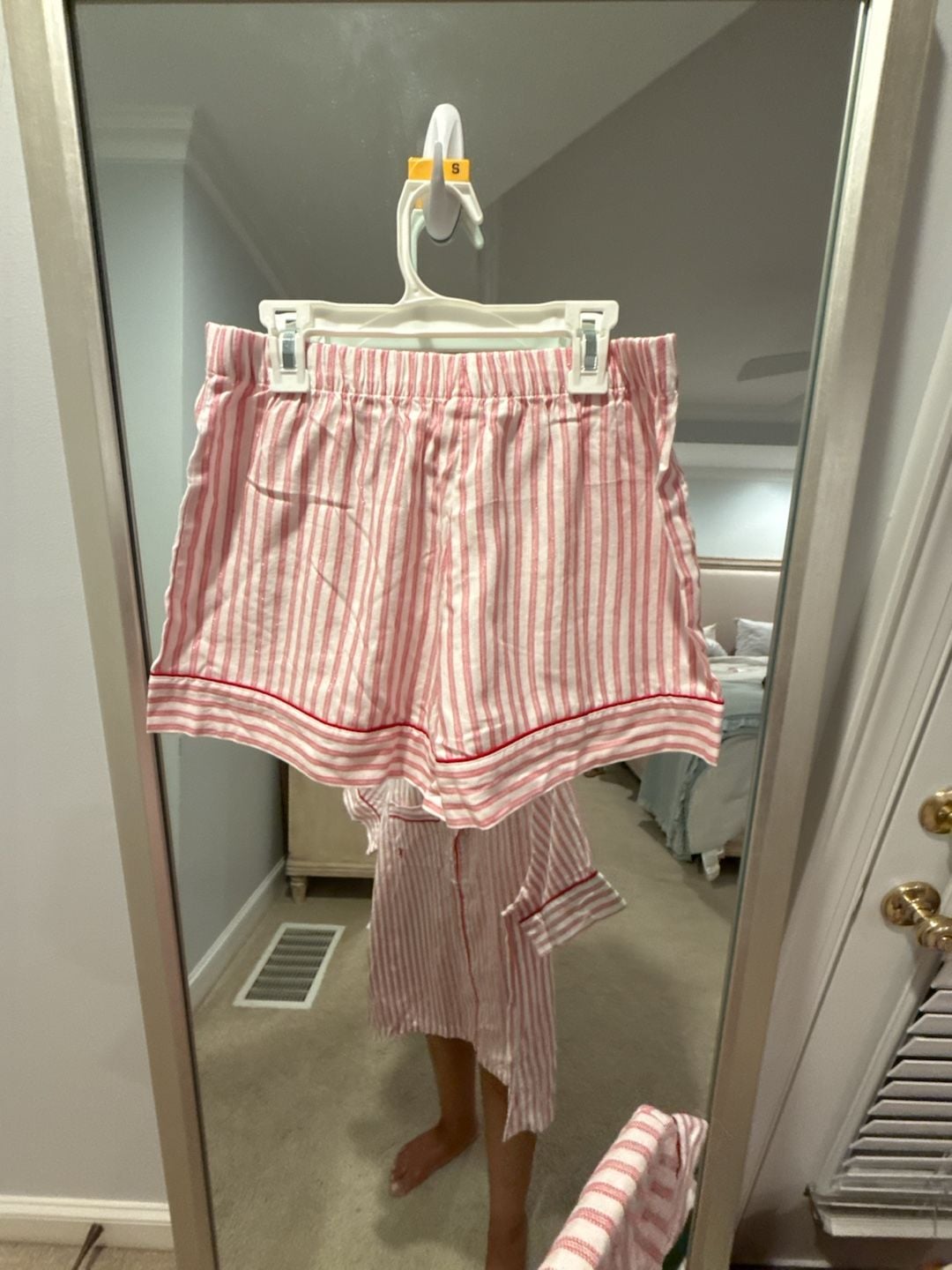 Victoria's Secret Pink White Stripe Short Pajama Set Size S 7