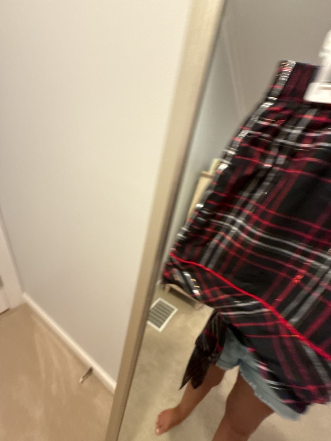Victoria's Secret Flannel Short Pajama Set Black/Vs White/Red Yd Plaid XS 7