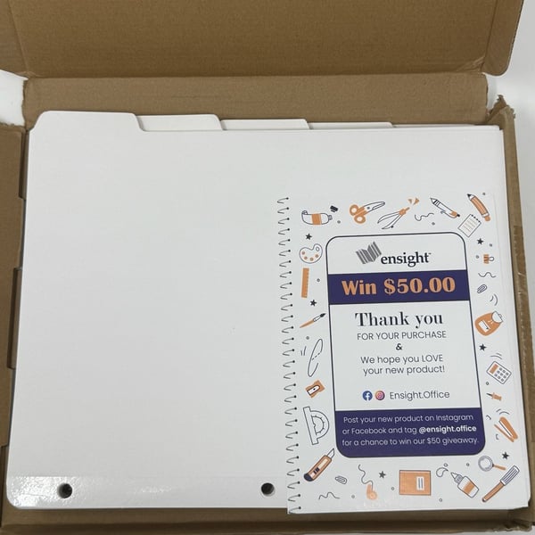 ensight 8.5 x 11 inch 3 Ring Binder Dividers 100 Page Divider Pack 1/5 Cut Tab