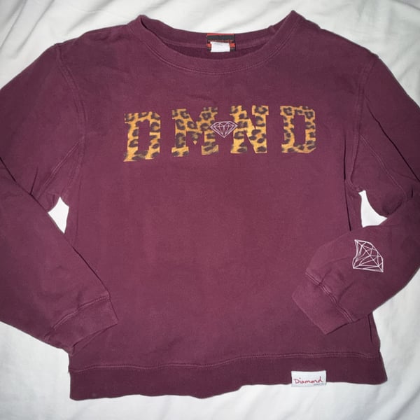 Diamond Supply Co. Maroon Leopard Logo Pullover Sweatshirt Medium