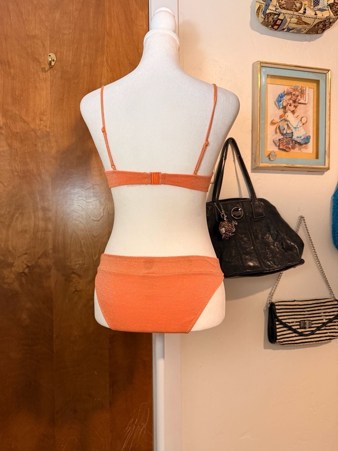 Triangle Y2K Sparkly Orange Underwire Bikini Set XS 4