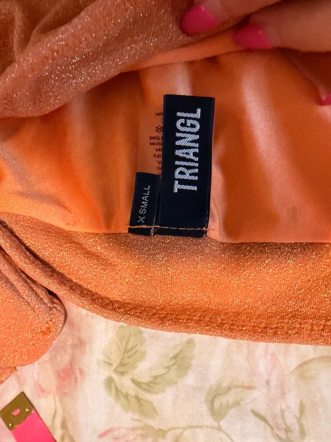 Triangle Y2K Sparkly Orange Underwire Bikini Set XS 7