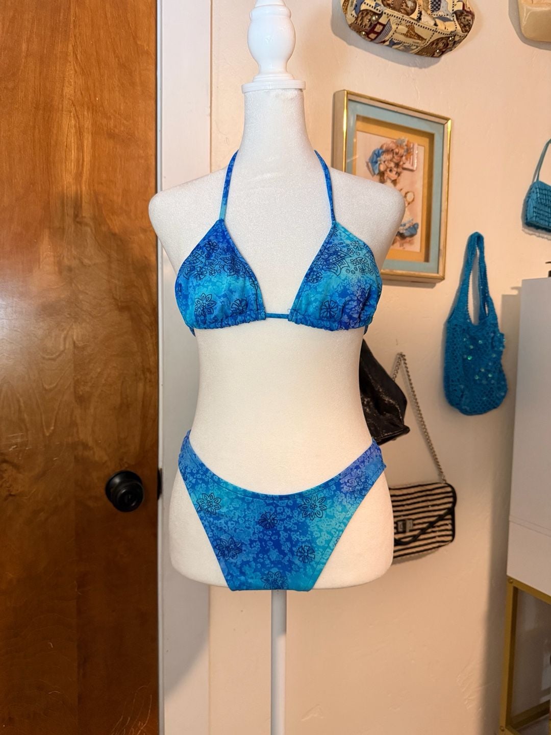 Vintage Y2K No Boundaries Blue Floral Bikini Set π©΅ 1