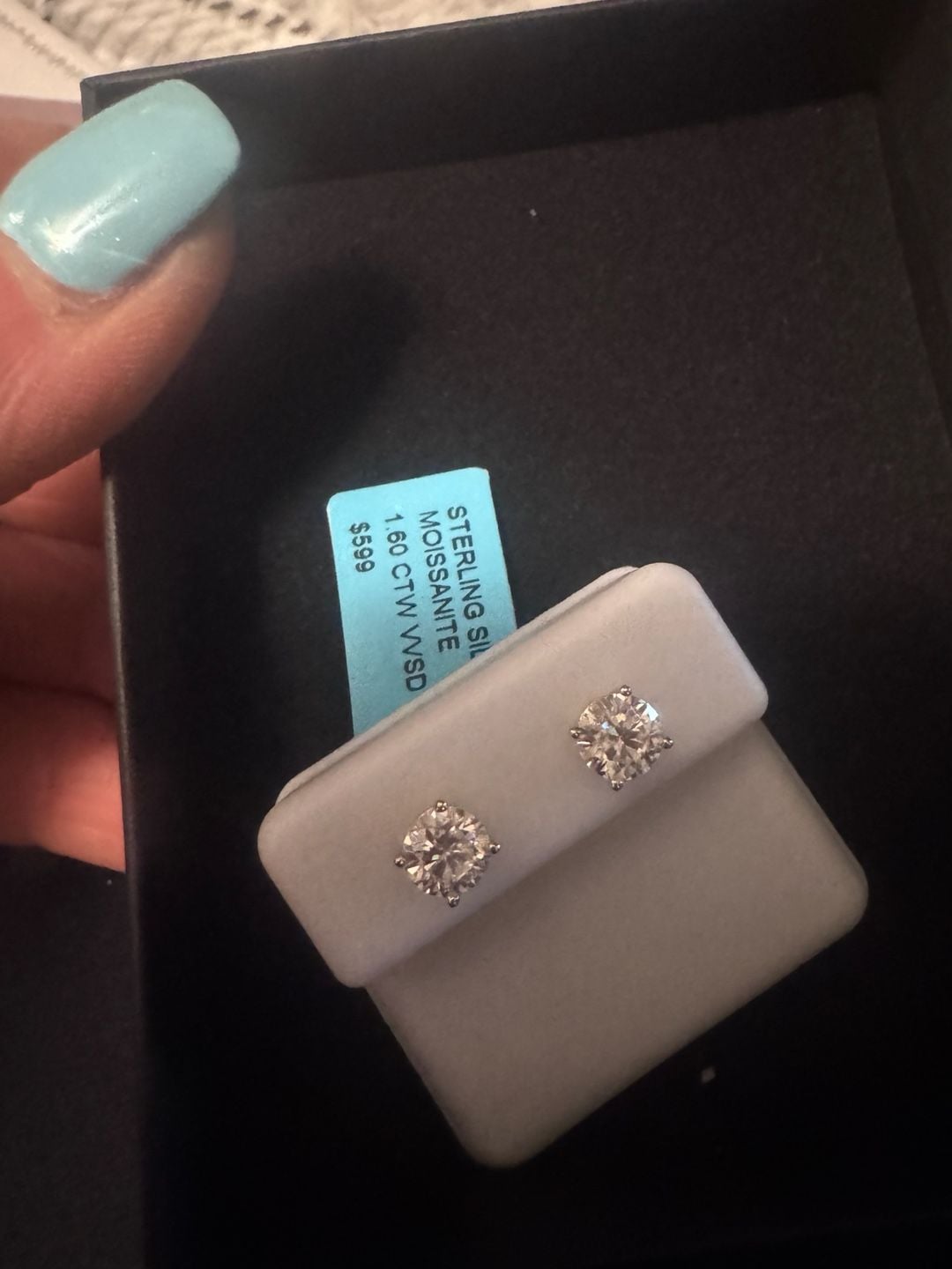 Sterling Silver Moissanite 1.60 CTW VVSD Round Cut Stud Earrings 2