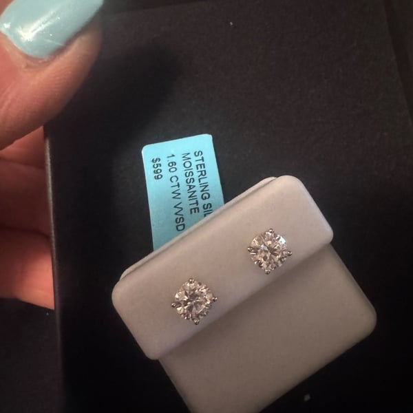 Sterling Silver Moissanite 1.60 CTW VVSD Round Cut Stud Earrings