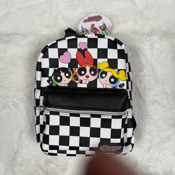 The Powerpuff Girls Black And White Checkered Mini Backpack
