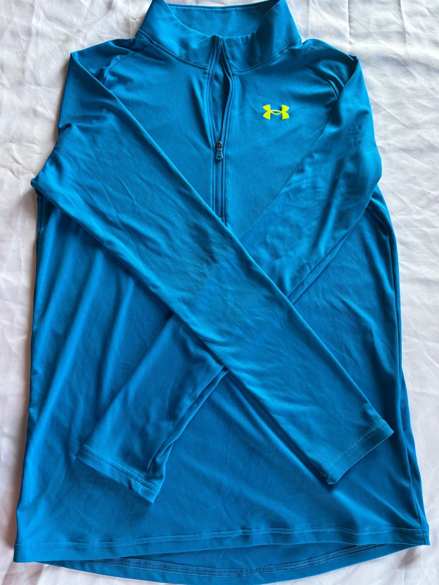 Under Armour Tech 2.0 Boys' 1/2 Zip Pullover Youth XL Blue Green Logo 2