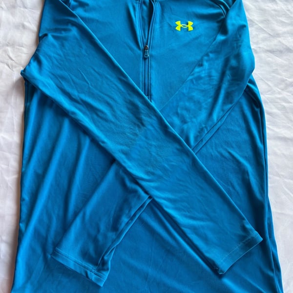 Under Armour Tech 2.0 Boys' 1/2 Zip Pullover Youth XL Blue Green Logo