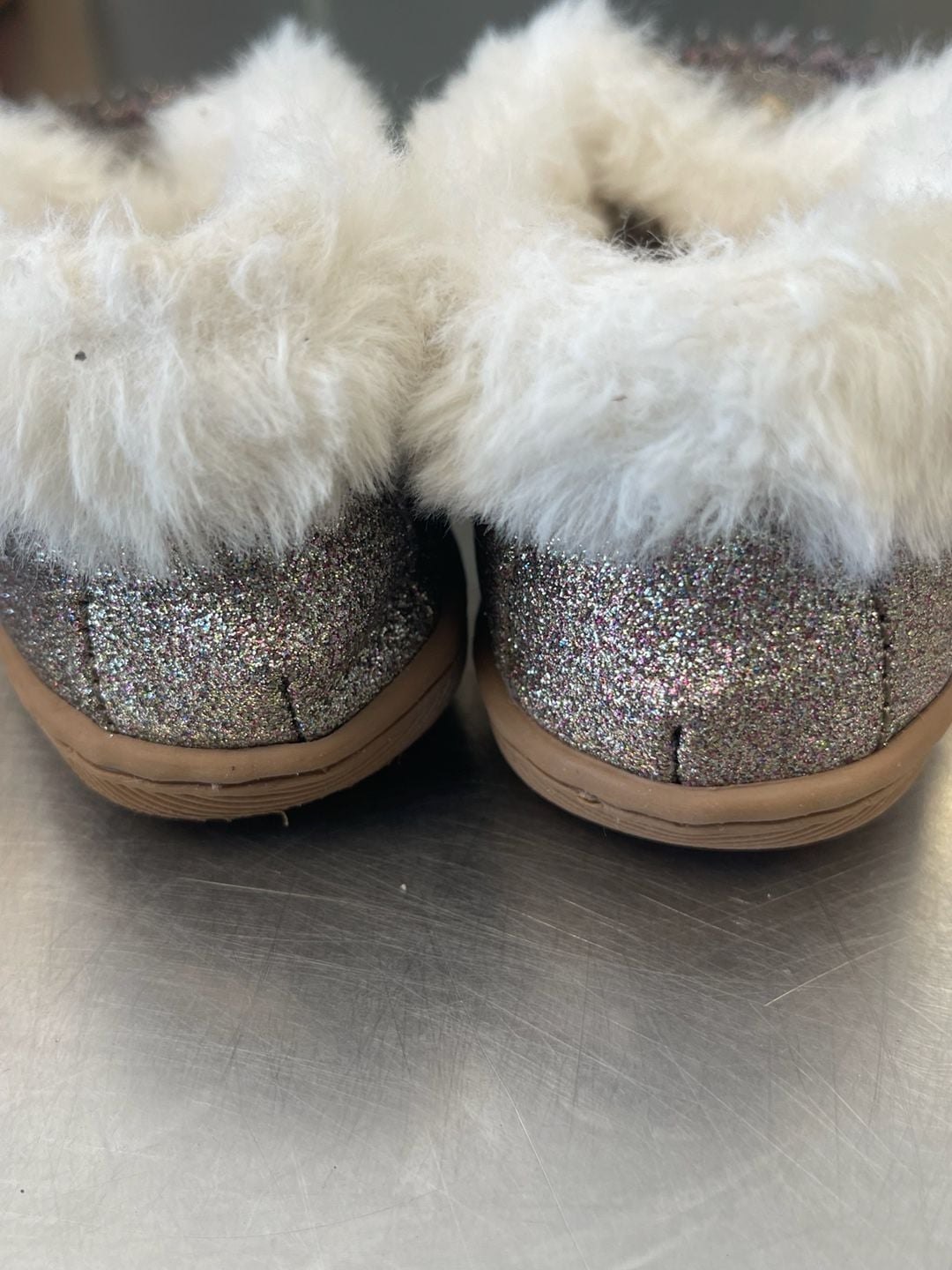 J.Crew Sparkle Moccasin Slippers with Faux Fur Trim 4