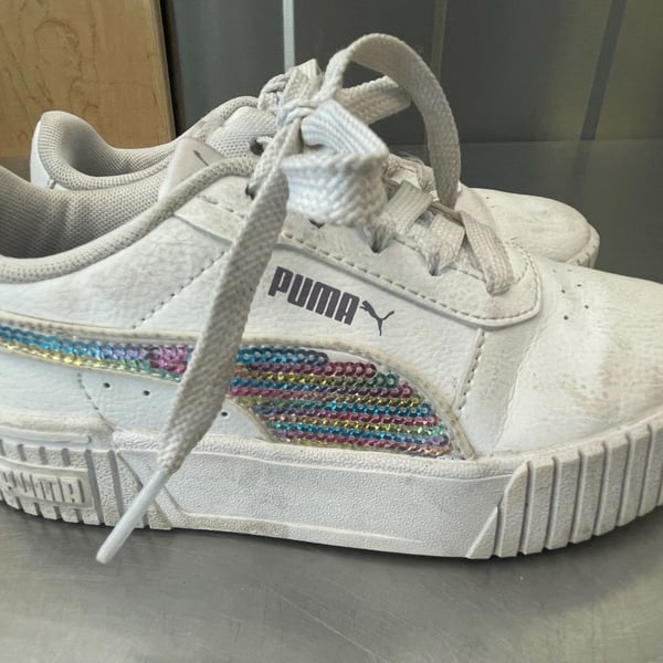 PUMA Carina Rainbow Girls Sneakers, babymeisjes, Puma Wit PUMA Zilver