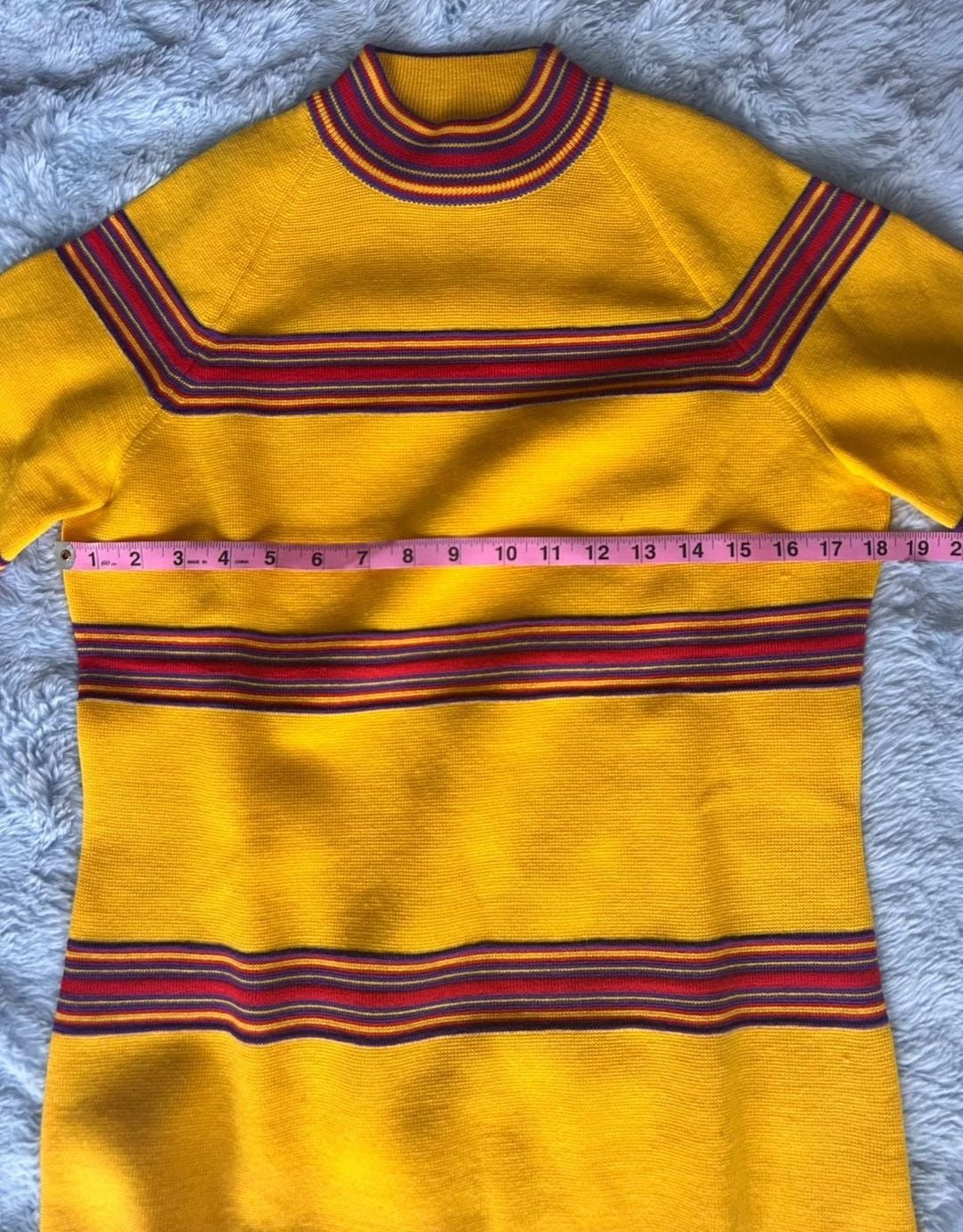 Vintage Striped Wool Sweater Yellow Red Purple Long Sleeve 3