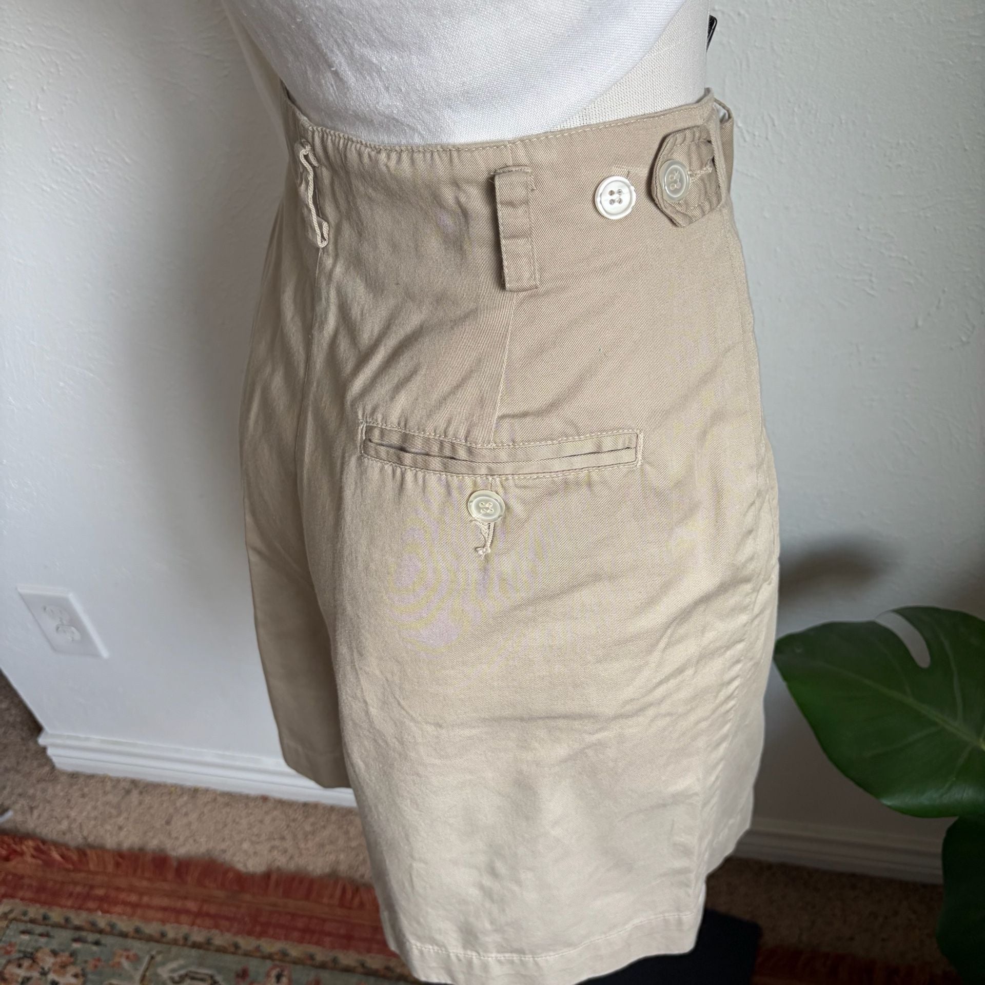 Lizsport Vintage High Waisted Pleated Shorts Tan Size 12 5