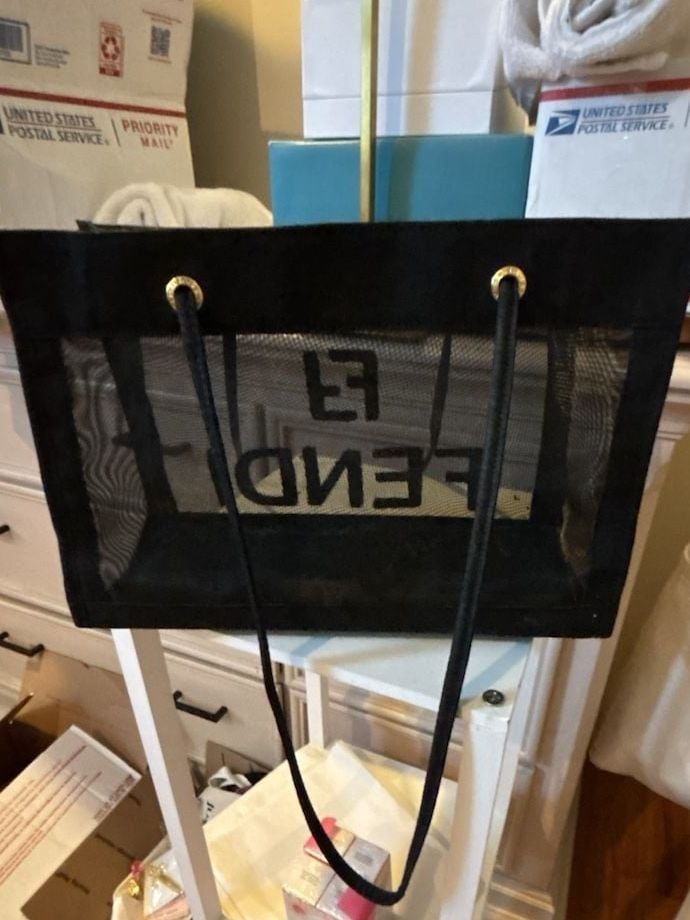 Fendi Black Mesh Tote Bag Rehabbed 4