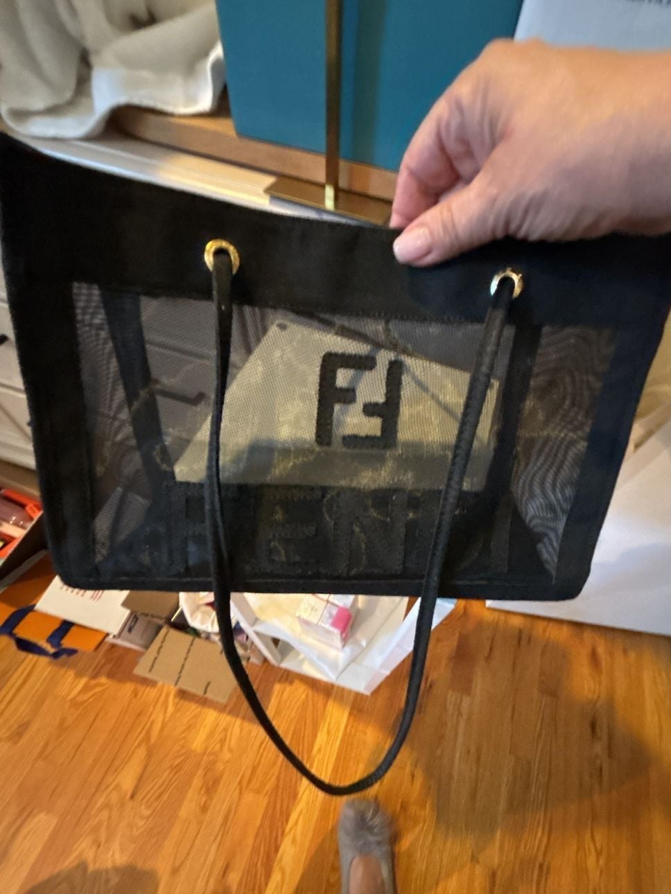 Fendi Black Mesh Tote Bag Rehabbed 7