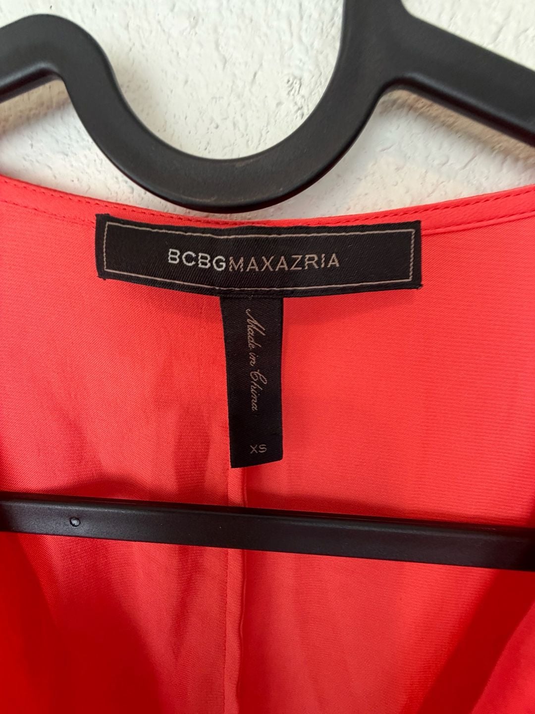 BCBGMaxAzria Orange Red Satin Long Sleeve Pocket Romper XS 3