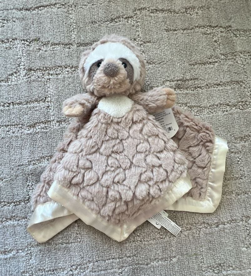 Mary Meyer Putty Sloth Character Blanket Security Lovey Plush Satin Trim 1