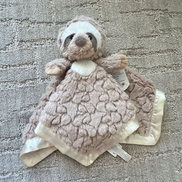 Mary Meyer Putty Sloth Character Blanket Security Lovey Plush Satin Trim