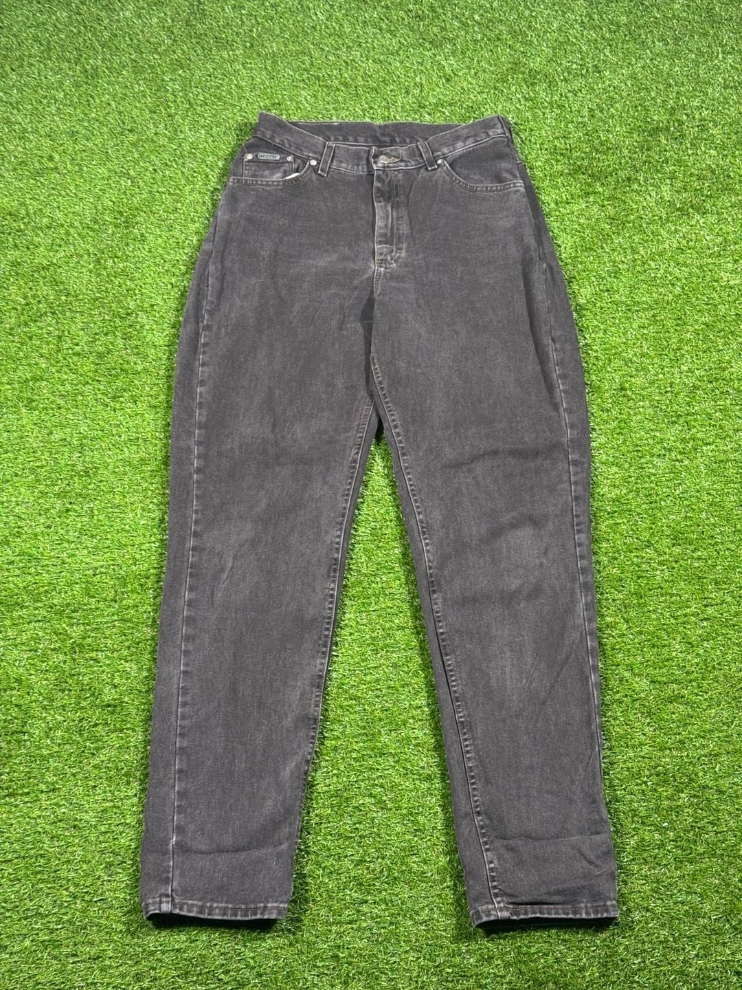 Vintage 90s Lee Riveted Black Wash High Rise Straight Leg Jeans 2