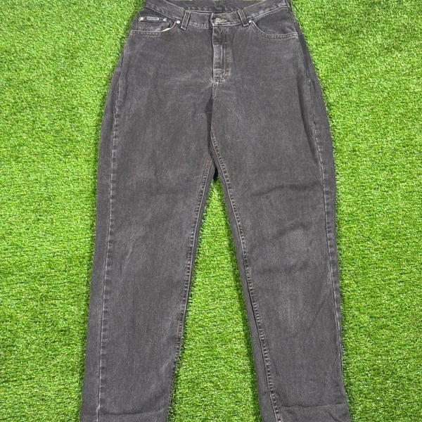 Vintage 90s Lee Riveted Black Wash High Rise Straight Leg Jeans