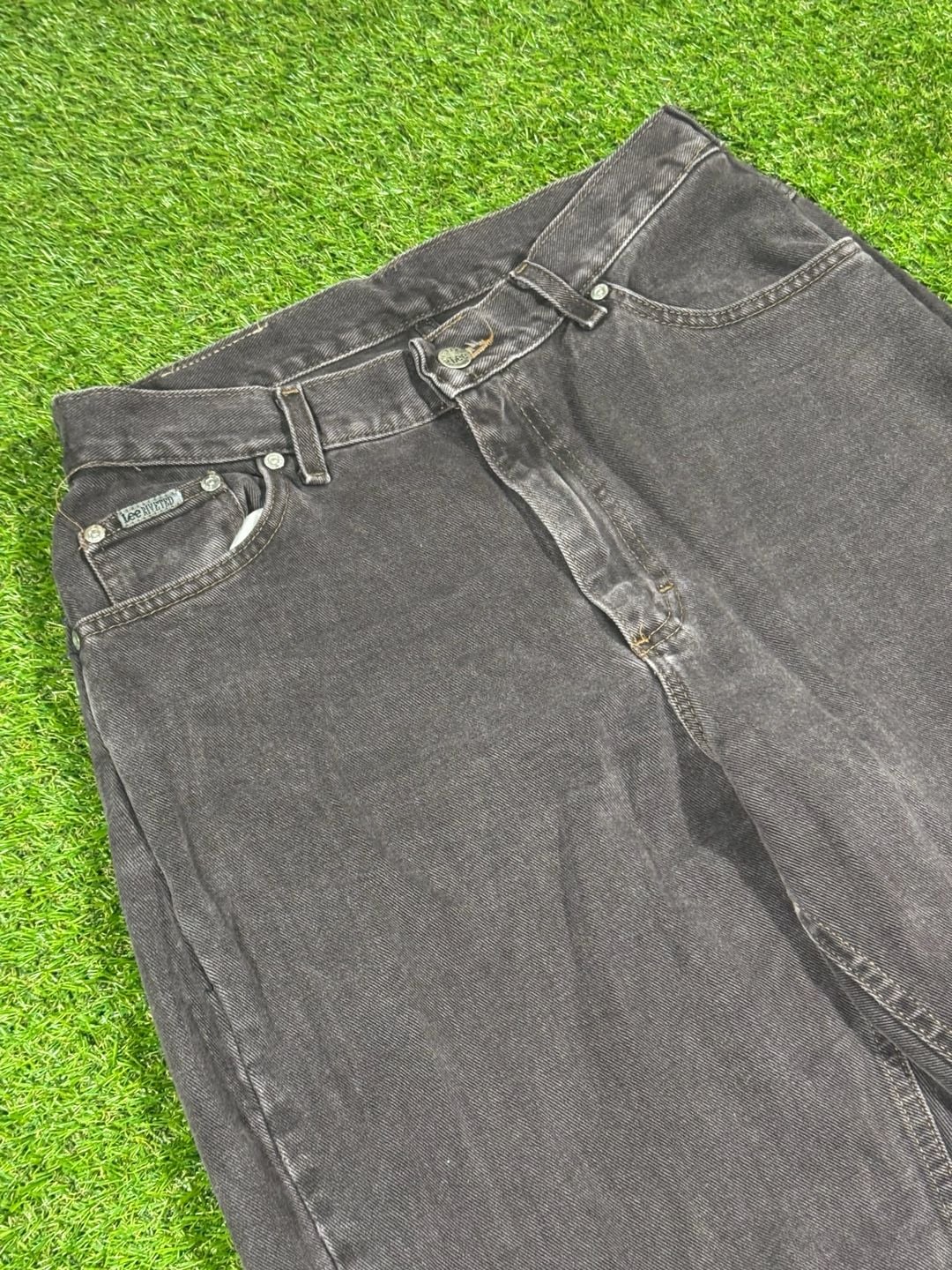 Vintage 90s Lee Riveted Black Wash High Rise Straight Leg Jeans 3