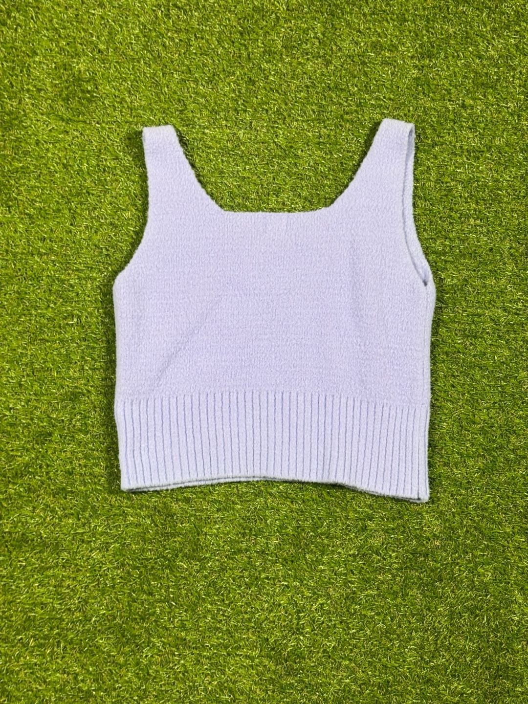 A New Day Women's Pastel Purple Fuzzy Cropped Knit Sweater Tank Top Size XS 3