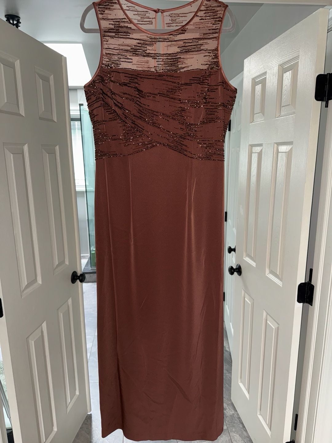Donna Gray Sleeveless Embellished Evening Gown with Matching Shawl 9