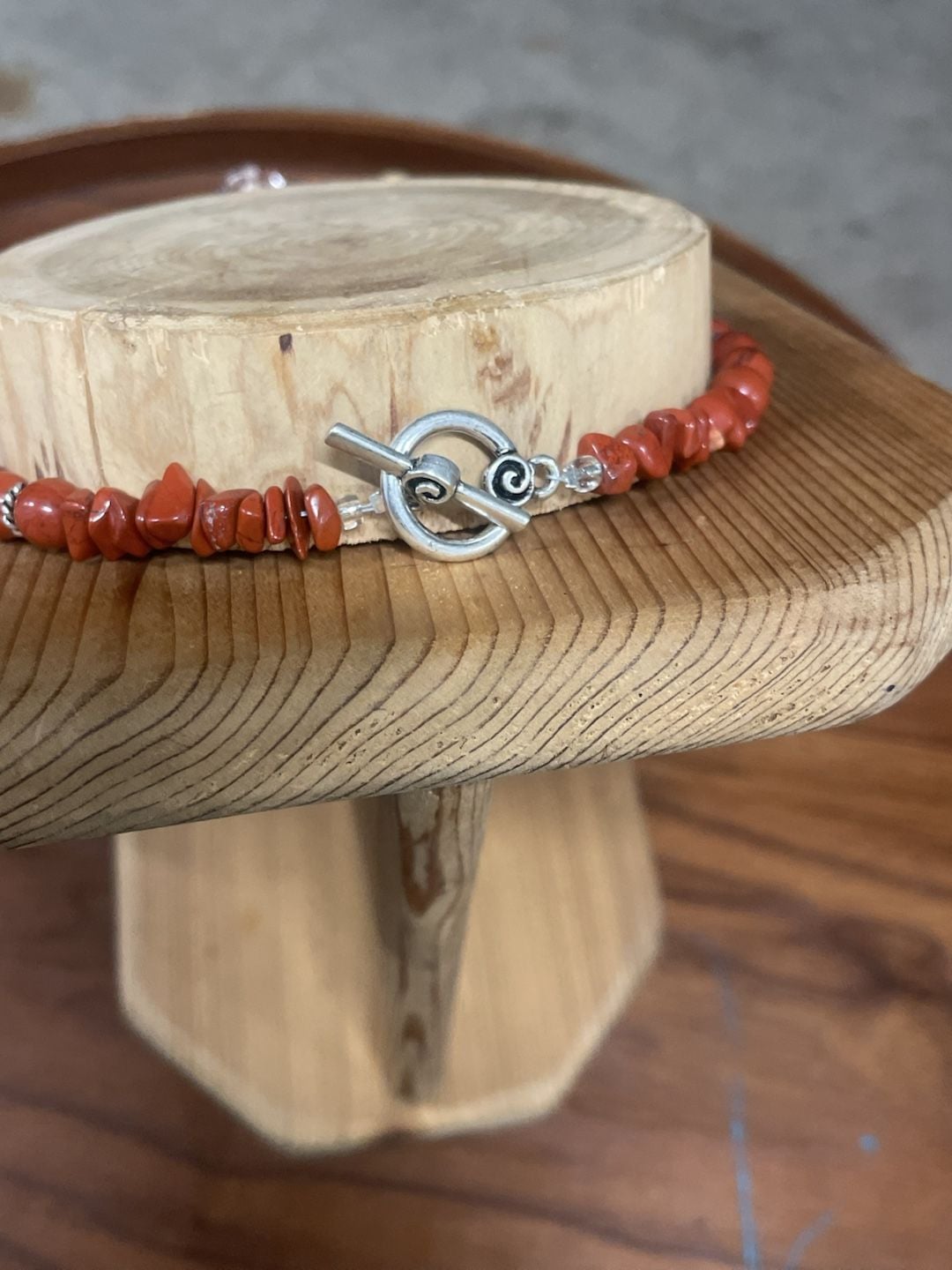 Artisan Handcrafted Red Jasper and Picasso Jasper Beaded Necklace with Toggle Clasp 4