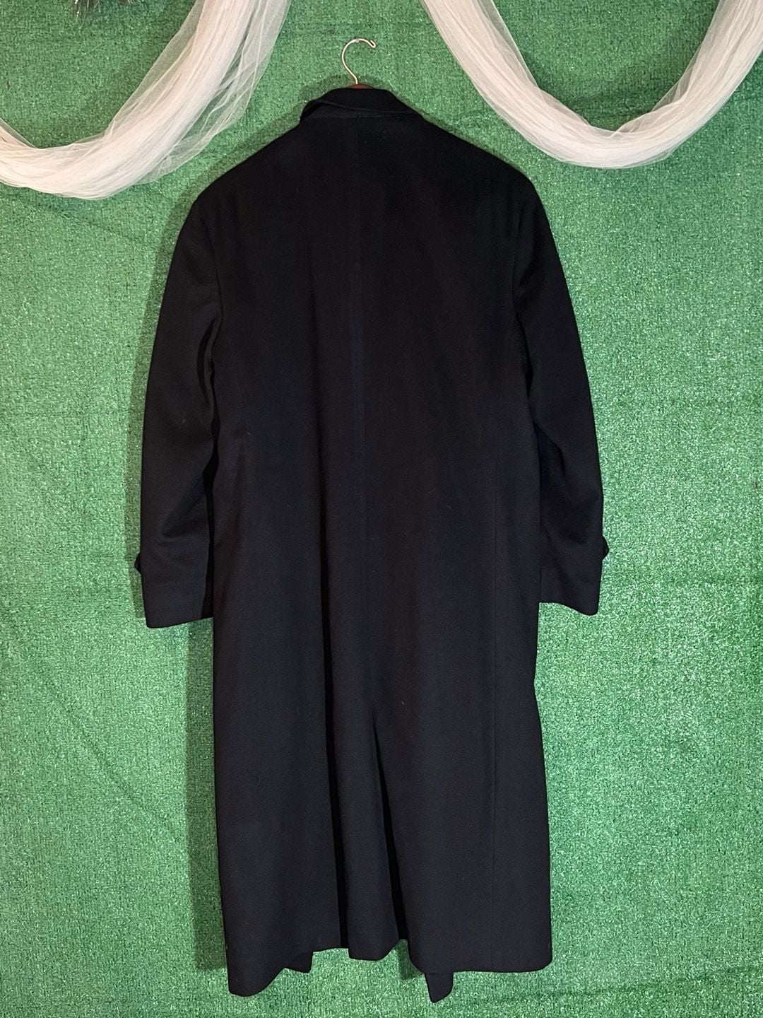 Hart Schaffner & Marx Pure Virgin Wool Black Overcoat Trench Coat Size 40R 3