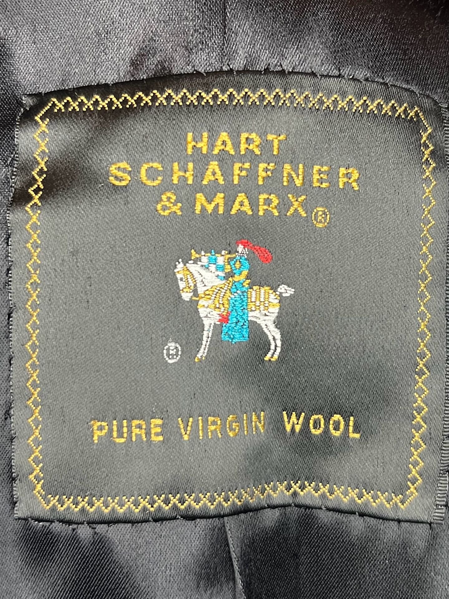 Hart Schaffner & Marx Pure Virgin Wool Black Overcoat Trench Coat Size 40R 4