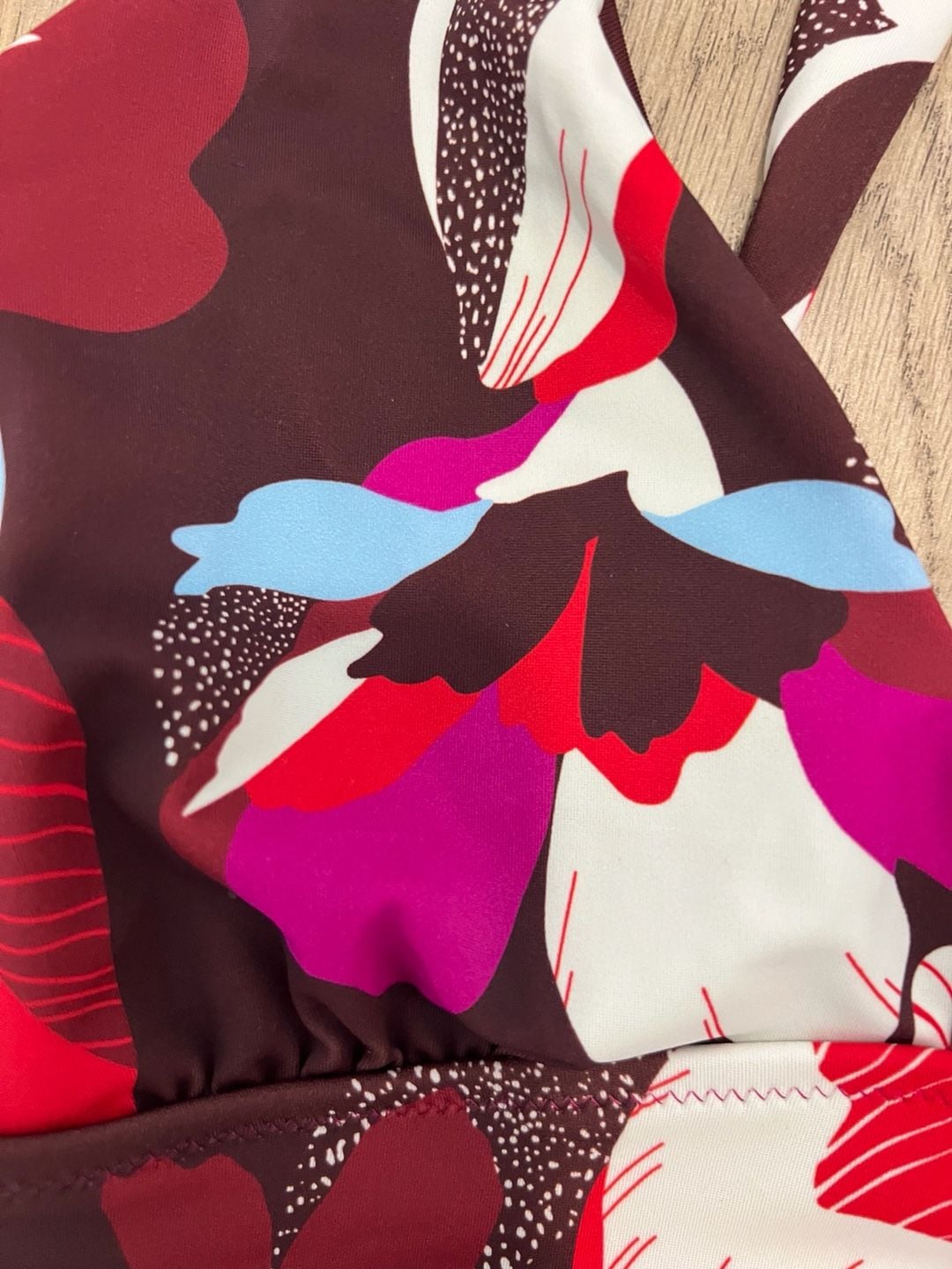 Athleta Plunge Bikini Top Decadent Chocolate Floral Print Size M 4