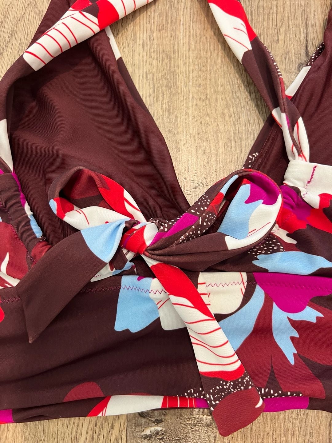 Athleta Plunge Bikini Top Decadent Chocolate Floral Print Size M 5