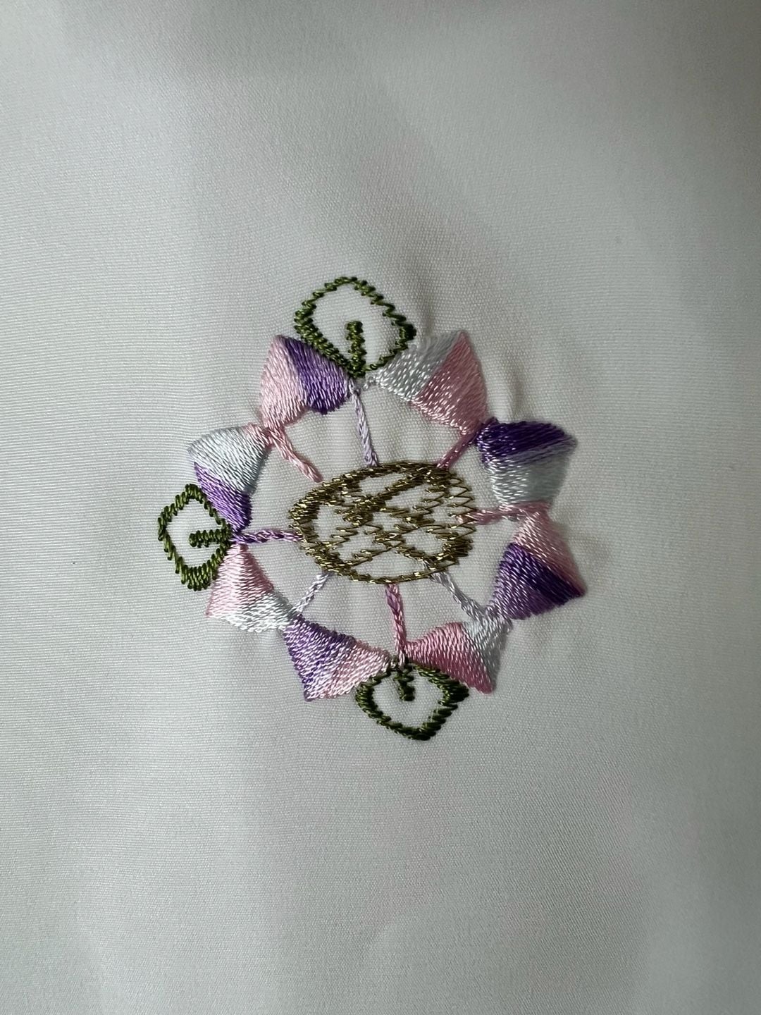 Vintage Grandmacore White Long Sleeve Button-Down Shirt with Floral Embroidery 5