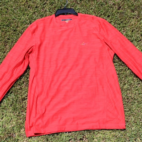 Greg Norman Play Dry Long Sleeve Mesh Performance T-Shirt Red Size L