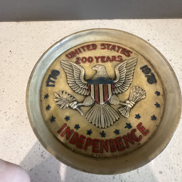 Vintage USA Bicentennial 1776-1976 Independence Bald Eagle Decorative Plate Tray
