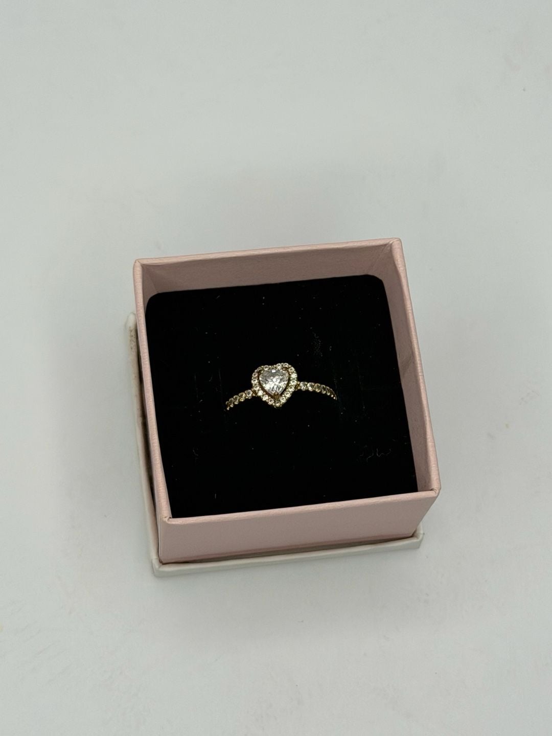 Pandora Sparkling Halo Heart Gold Plated Ring with CZ 1