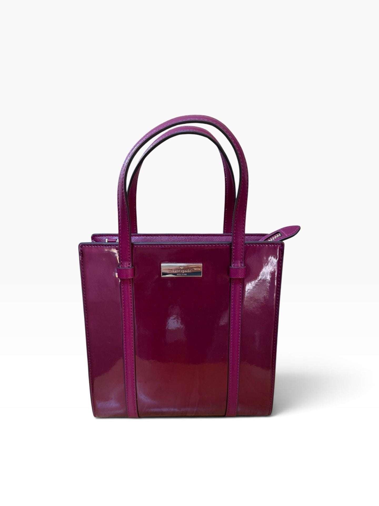 Kate Spade Kenzie Small Tote Dark Raspberry Patent Leather Bag 2
