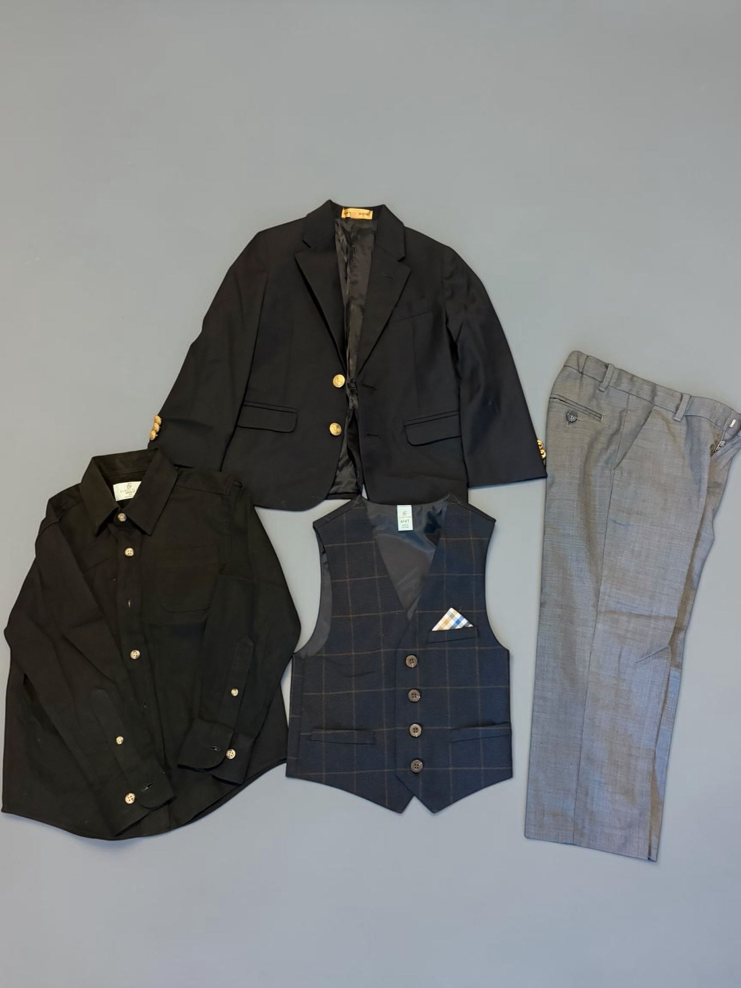 Class Club Boys 4-Piece Suit Set Blazer Vest Shirt Pants size 4/5 1