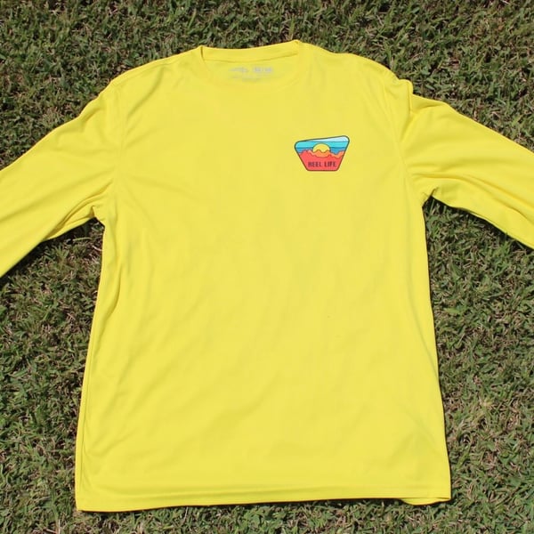 Reel Life Men's Yellow Long Sleeve UV Protection Performance shirt Size M