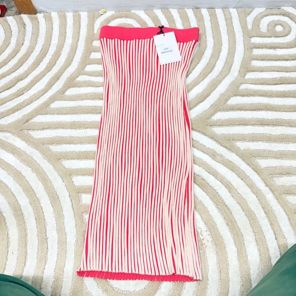 DELUC Amarante Knit Skirt Red Pink Stripe Size S flexible size NWT