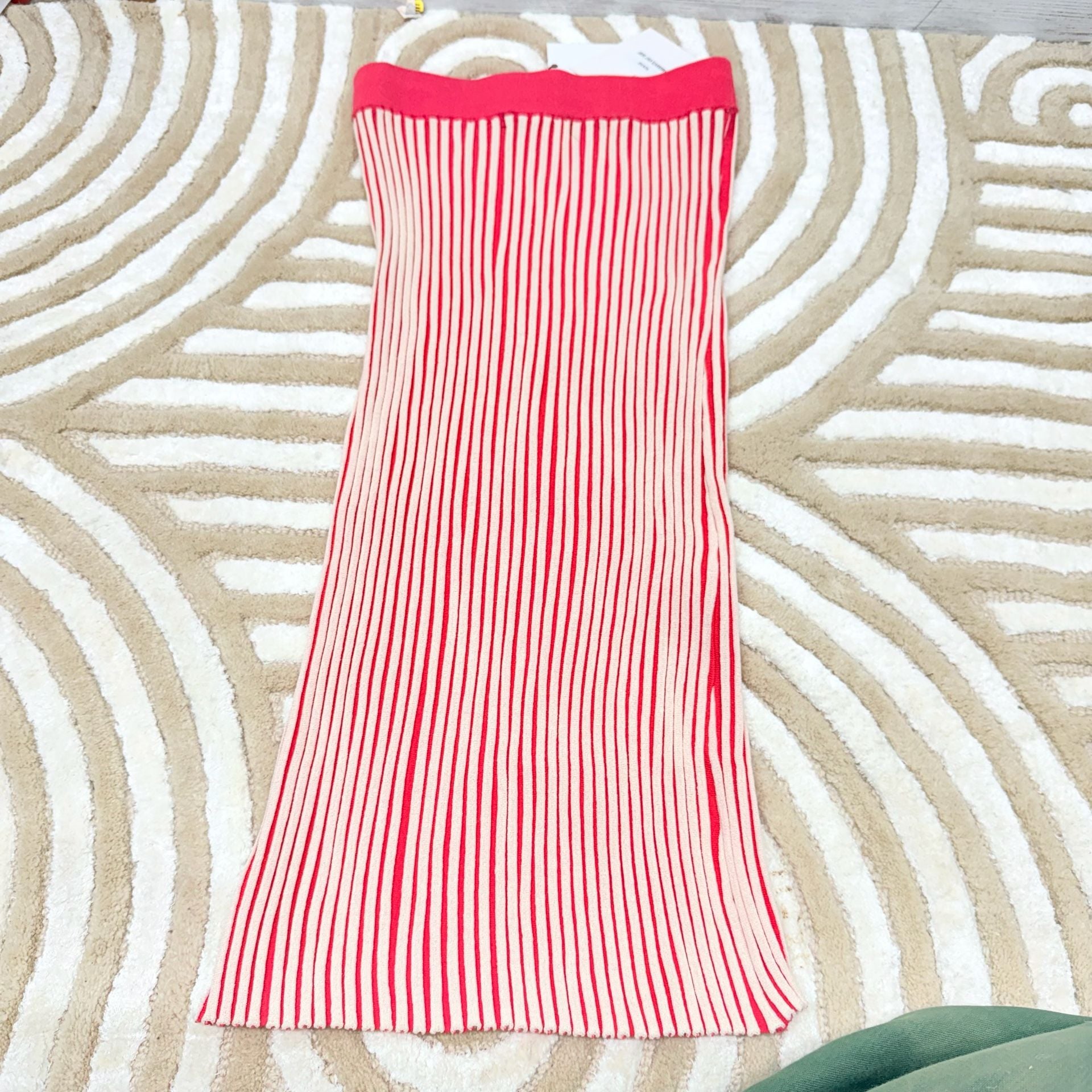 DELUC Amarante Knit Skirt Red Pink Stripe Size S flexible size NWT 8