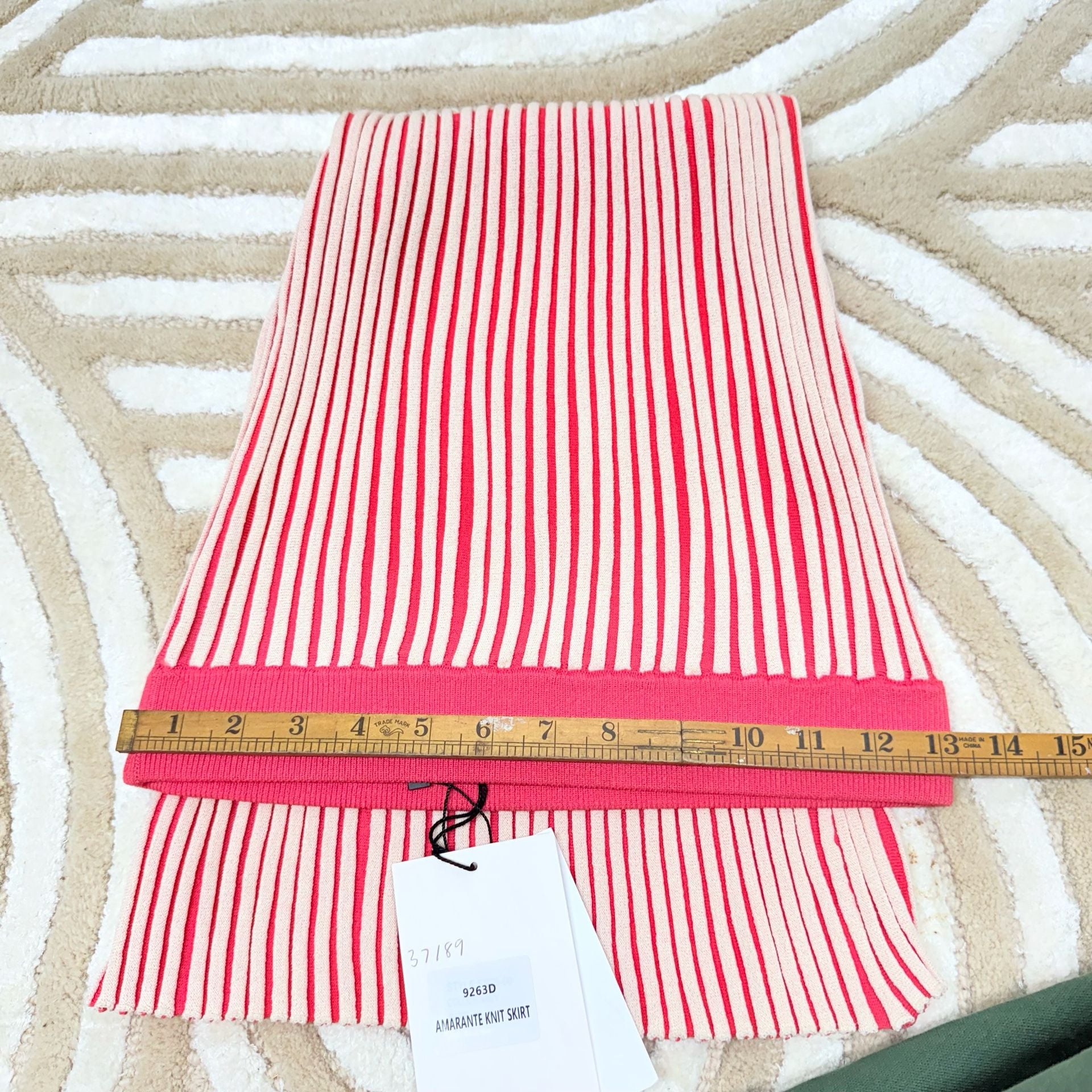 DELUC Amarante Knit Skirt Red Pink Stripe Size S flexible size NWT 9