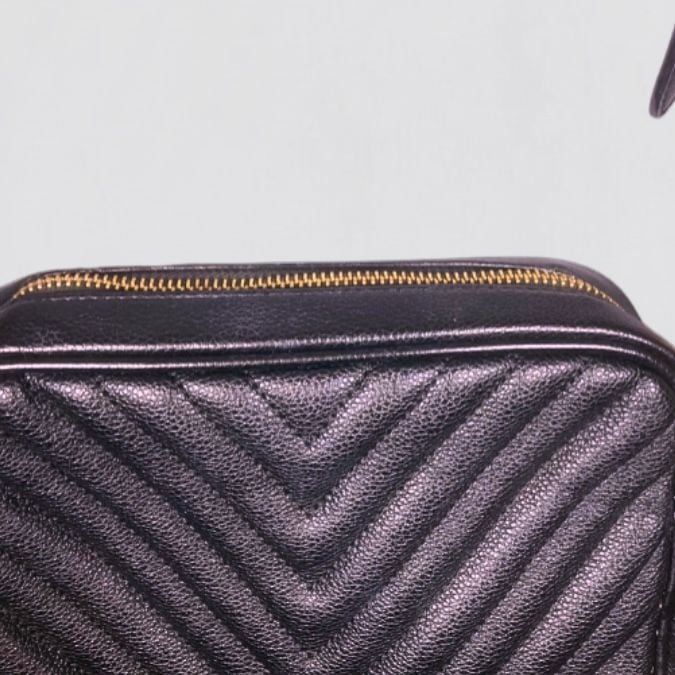 Victoria's Secret Black V-Quilted Top Zip Crossbody Bag 3