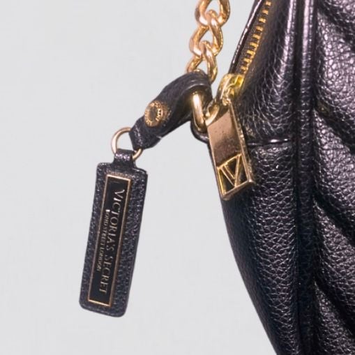 Victoria's Secret Black V-Quilted Top Zip Crossbody Bag 9