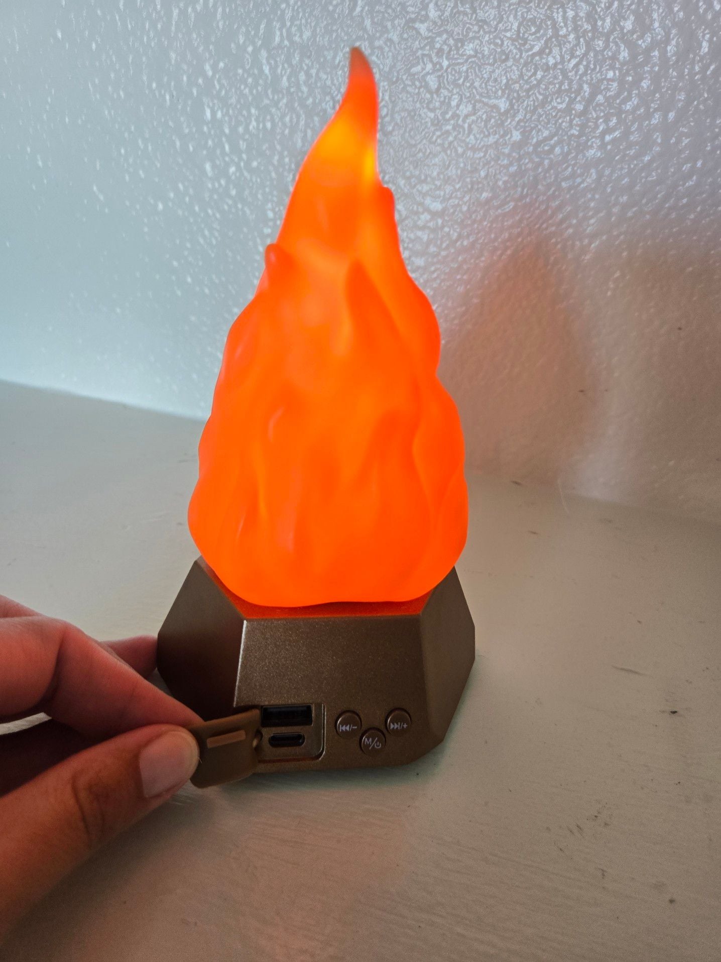 Artificial Fireplace Logs with Lights & Bluetooth Speakers, Artificial LED, Battery Operated Aesthetic Modern Charcoal, Flame Lamp Decoration for the Mantle, Multipurpose, Outdoor, Indoor Utility 4