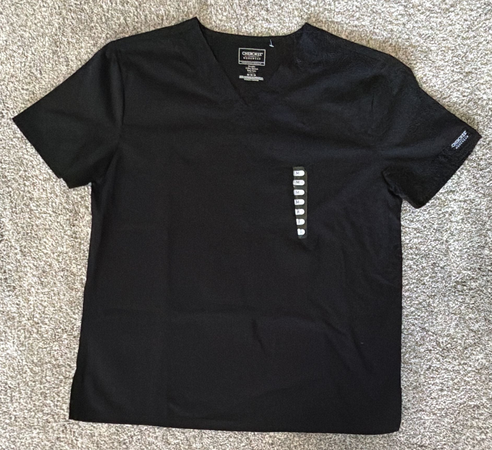 Cherokee Workwear Professionals V-Neck Solid Scrub Top Black Medium 2
