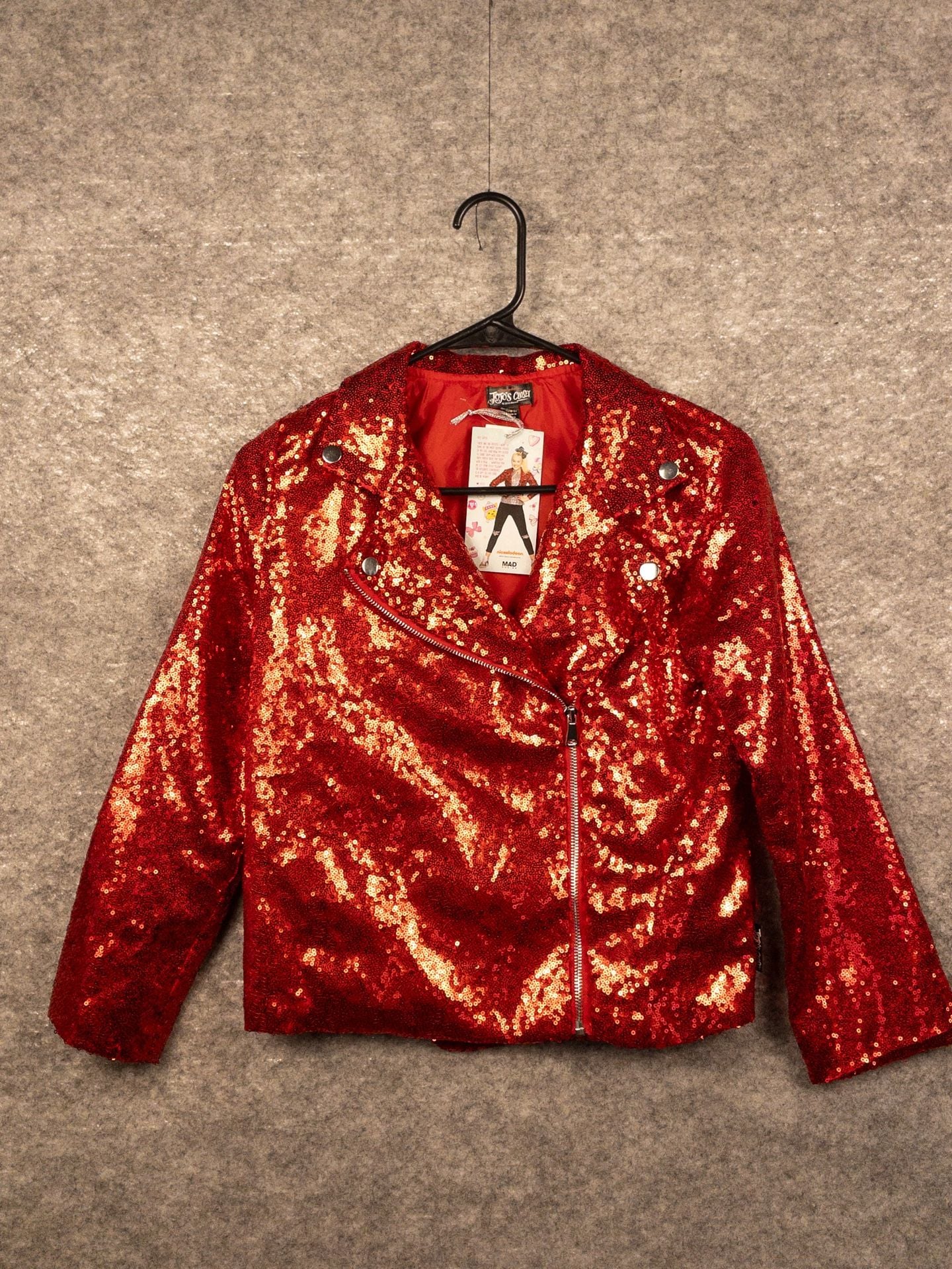 JoJo's Closet Girls Holiday Collection Red Sequin Moto Jacket Size 10/12 (L) 2