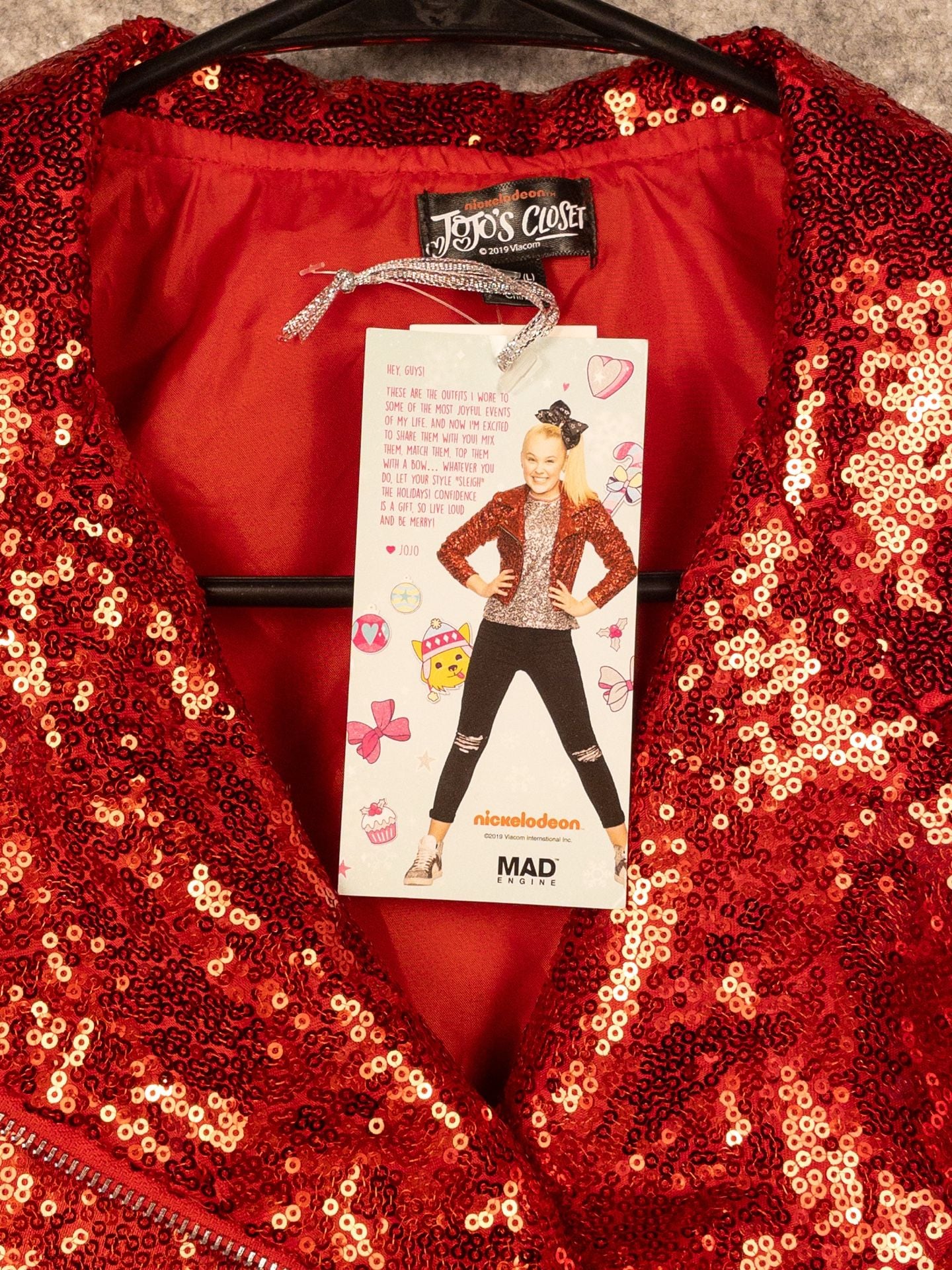 JoJo's Closet Girls Holiday Collection Red Sequin Moto Jacket Size 10/12 (L) 4