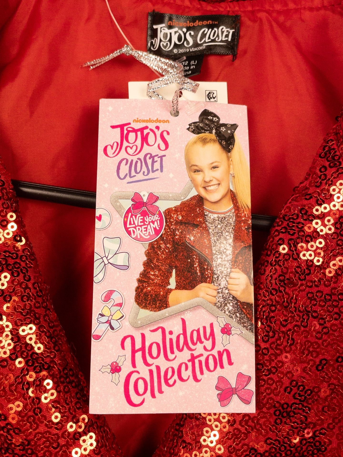 JoJo's Closet Girls Holiday Collection Red Sequin Moto Jacket Size 10/12 (L) 10