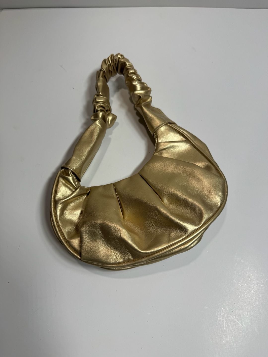 Metallic Gold Pleated Dumpling Shoulder Bag Cloud Purse 3