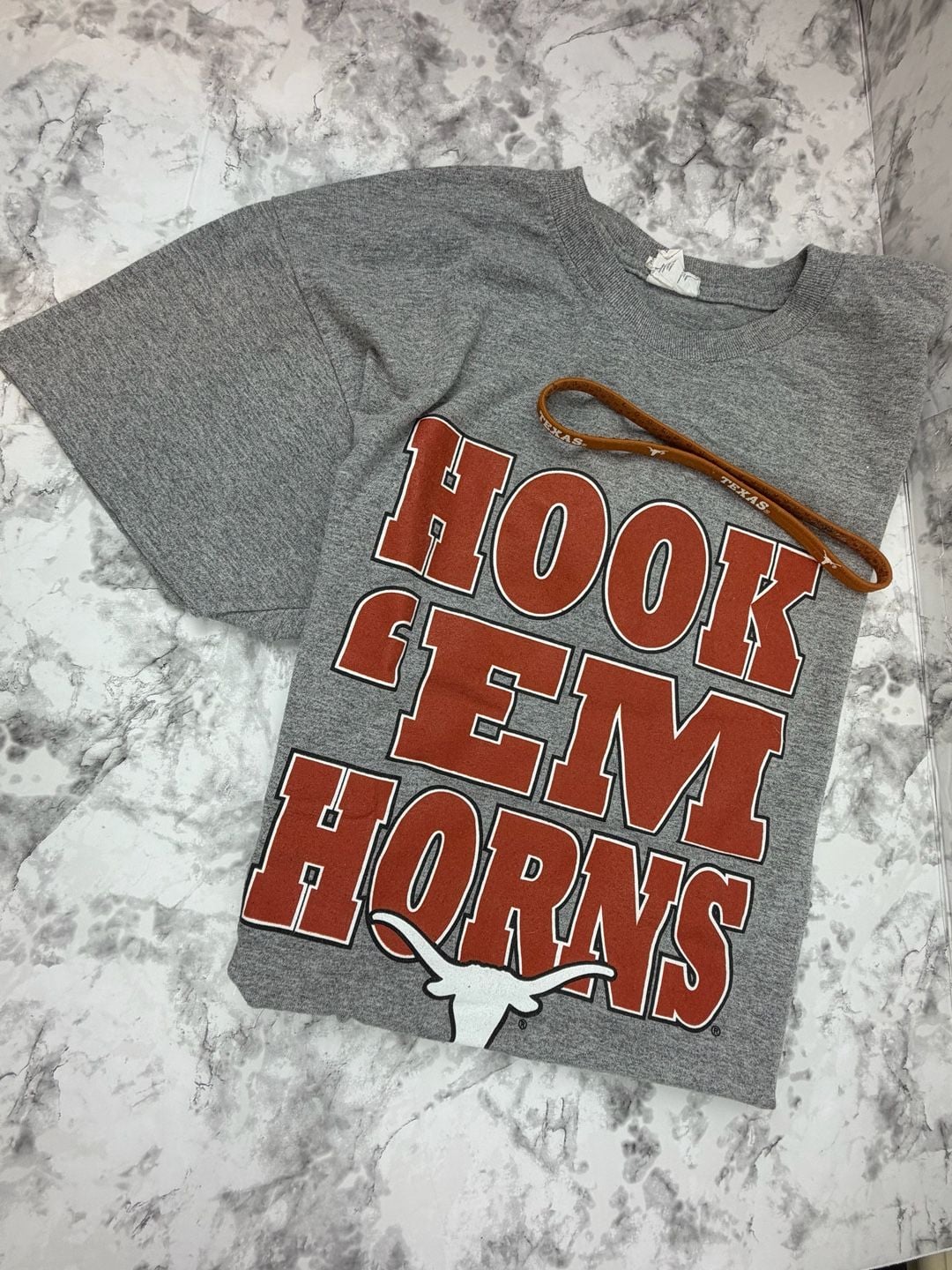 Longhorns Hook 'Em Horns Gray cut off T-Shirt and Texas Headband Set 3